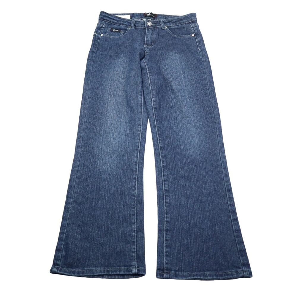 Flavour Pants Womens 6P Blue Mid Rise Pocket Button Zip Casual Denim Jeans